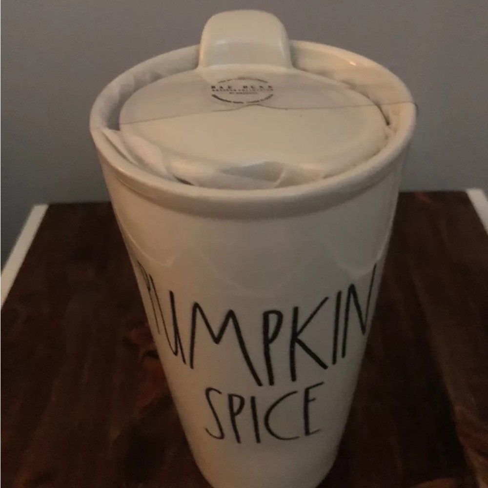 New Rae Dunn Pumpkin Spice Covered Cup Travel Tumbler Mug. With Lid